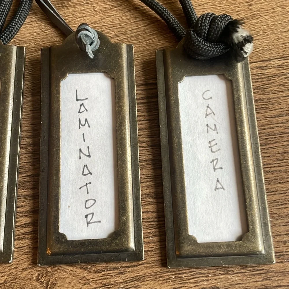 Bronze Tags Set 5 Metal Rustic Chic Office Cabinet Interchangeable Metal Heavy